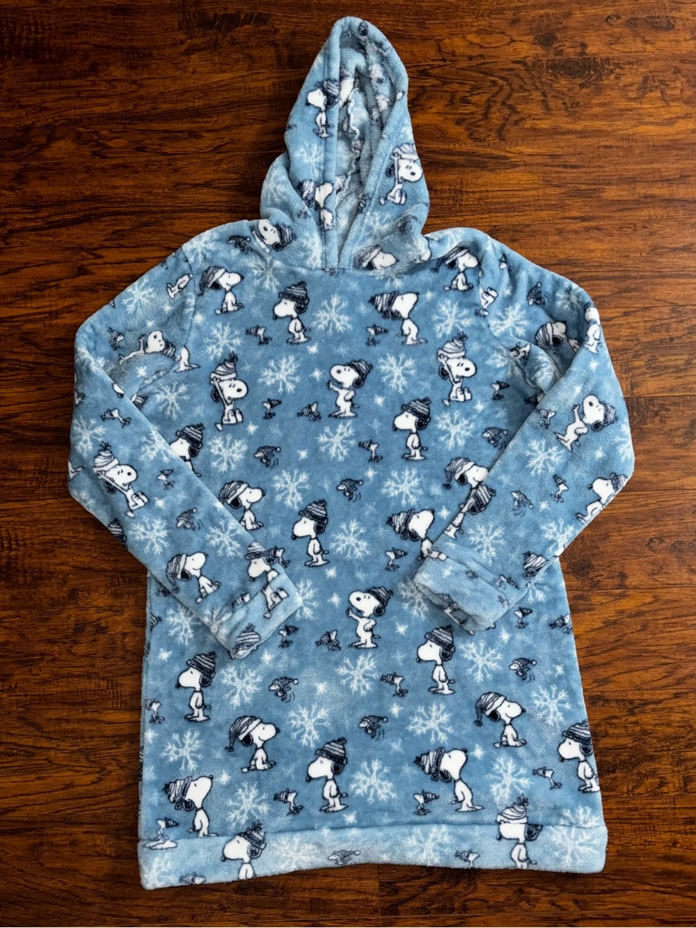 Munki Munki Snoopy Hooded Fleece Pajama Top Long Sleeve Fluffy Sleep Dress Robe
